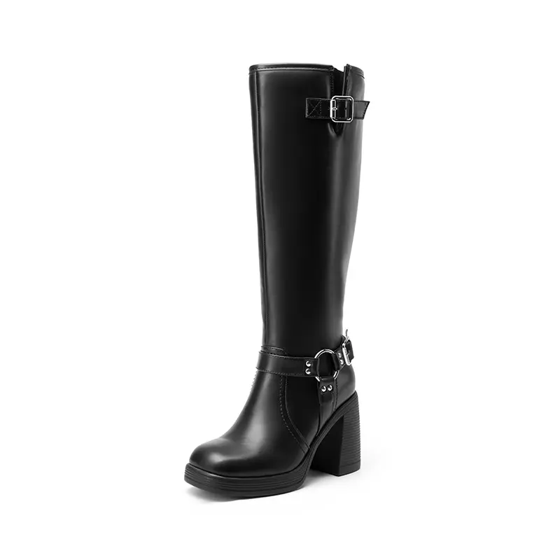 Dream Pairs Women's Classic Faux Knee-High Riding Boots with Side Zipper, Comfortable 3 in Block Heels, Casual Fall Footwear, Padded, Comfortable Heels, Casual Wear, Block Heel