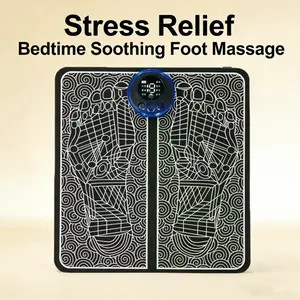 EMS Foot Massager Mat with 19 Intensities & 8 Modes, Electric Microcurrent Foot Massage Pad, Portable Feet & Leg Muscle Relaxer for Pain Relief, Swelling, Plantar Fasciitis, Perfect for White-Collar Workers, Drivers, Home Office Use Shiatsu Heat Sock