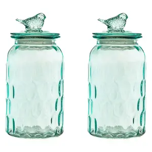 10 Strawberry Street Textured Glass Bird Canister, Set of 2