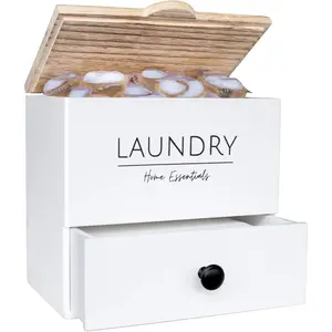 Modern Laundry Pods Container | Large Laundry Dryer Sheet Holder with Premium Sealed Lid | Wall Mount Lint Bin | Wood Dryer Sheets Holder | Laundry Sheets Holder | Dryer Sheet Dispenser