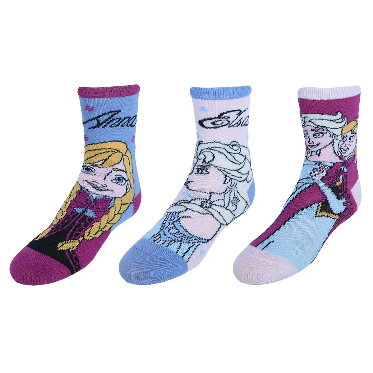 Textiel Trade Girl's Frozen Themed Novelty Crew Socks (Pack of 3), Crew Socks