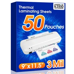 KTRIO 50 Pack Laminating Sheets, Hold 8.5 x 11 Inches, 3 Mil Thermal Laminating Pouches, 9 x 11.5 Laminate Sheets for Laminator, Clear Lamination Sheet Paper, Letter Size, Office School Home Supplies