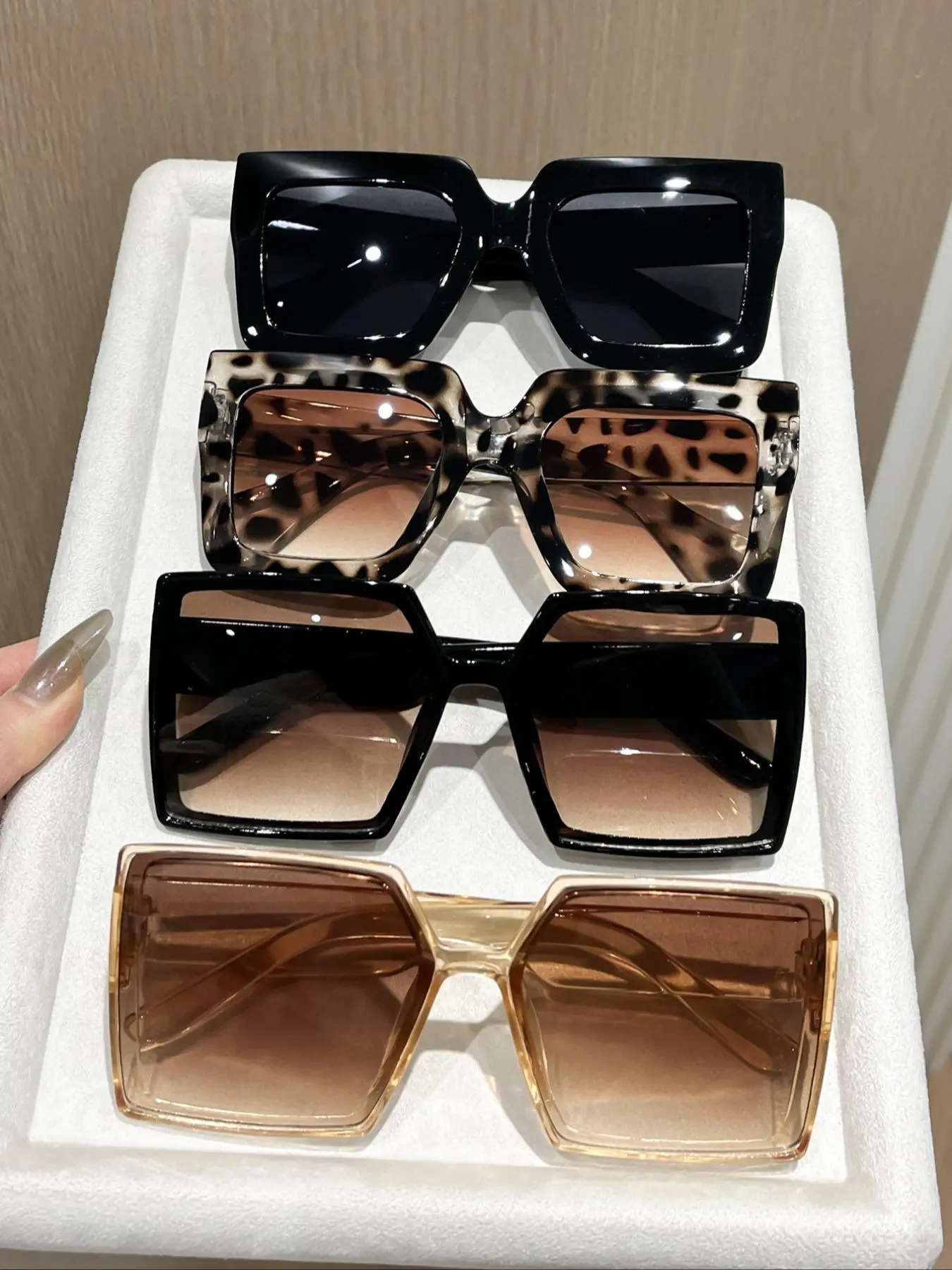 Unisex Fashionable Sunglasses, Trendy Casual Sunglasses for Everyday Use, Fashion Accessories for Outdoor Activities, Leopard Pattern Sunglasses, Trendy Square Sunglasses