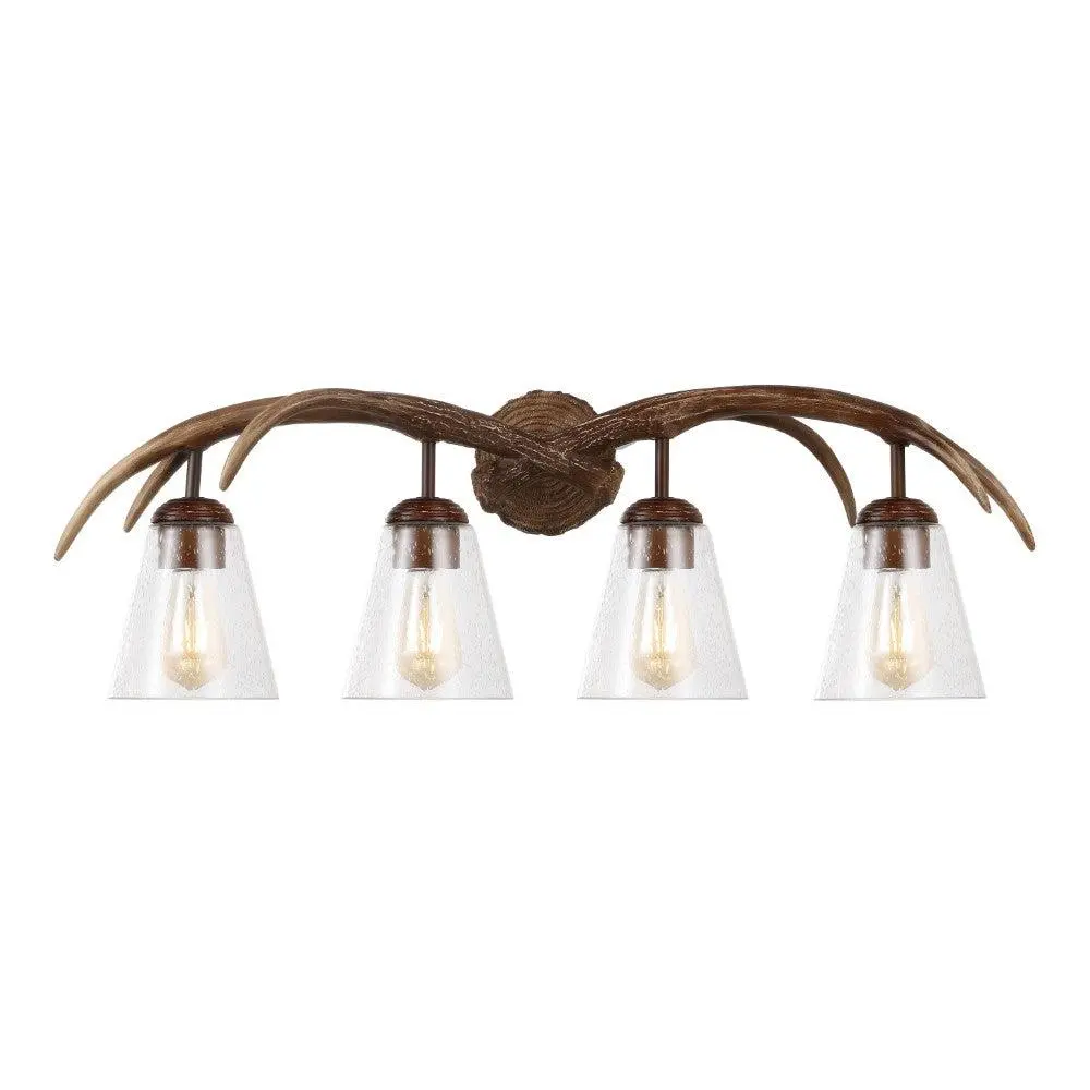 Wyatt Southwestern Bohemian Resin/Seeded Glass Faux Antler LED Vanity Light Wyatt Southwestern Bohemian Resin/Seeded Glass Faux Antler LED Vanity Light