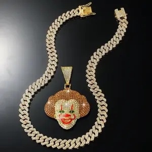 Fashion hip hop clown pendant punk style Cuban necklace - perfect for party gatherings, very fashionable latest style Iced Out Jewelry Matelasse Chain