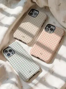 Boho Gingham Personalized Monogram Phone Case Initials Iphone 16 15 14 13 12 11 Pro Max, Iphone 8plus