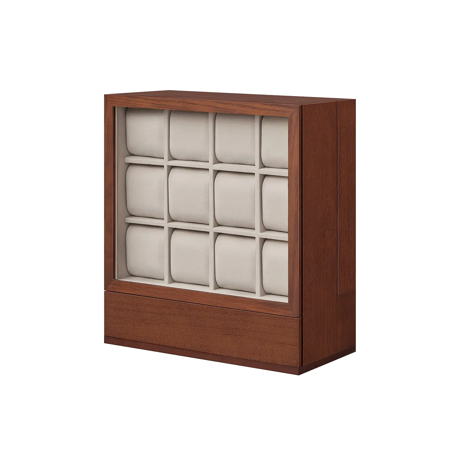 12-Slot Wooden Watch Box Coffee Brown