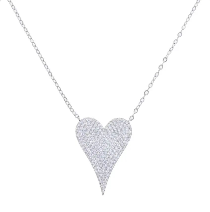 Cara – Micro Pavé Heart Necklace in Sterling Silver