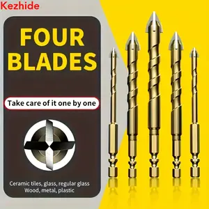 Kezhide 5pcs/7pcs 3-12mm Cross Hex Tile Drill Bit for Glass Concrete Ceramic Tile Hole Opener Tungsten Carbide Hard Alloy Bits Set Tool with 4 Cutting Edges