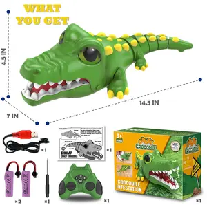 [2025 New Model] Christmas Remote-Controlled Crocodile Robot Car | Rechargeable Remote-Controlled Crocodile Toy with Realistic Bite Action and Roar Sound Effects, Built-in Programming Games, Fun Christmas Gift for Boys and Girls