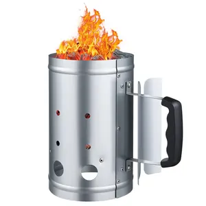 VEVOR Charcoal Chimney Starter, 4 lbs Large Capacity Coal Fireplace, Heavy Duty BBQ Steel Chimney Starter for Charcoal Grill and Barbecues, Compact On-the-Go Carbon Lighter and BBQ Grill Tool, Silver