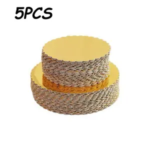 5PCS Round Cake Boards, Durable Oil-Resistant Cake Trays, Ideal for Weddings, Birthdays, Festivals, Professional Cake Display