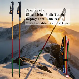 Tankye   Aluminum alloy 7001 T6 four-section off-road running stick, folding and telescopic hiking stick, ultra-light outdoor hiking walking stick