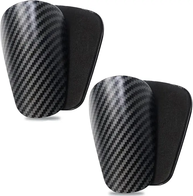 Carbon Fiber Style Small Sizes Soccer Shin Guards (2 Pairs) - PP Material, Protective, Lightweight, Low Profile, Snug Fit Soccer Accessories for Matches, Training, Soccer Gear, Polypropylene