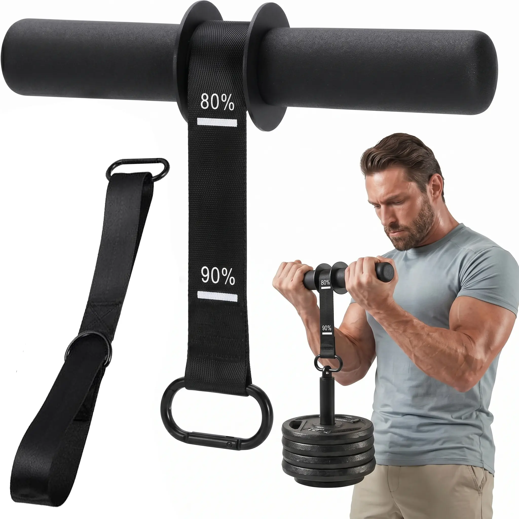 Heavy-Duty Wrist Roller & Forearm Strengthener - Nylon Hand Grip Trainer with Thick Anti-Slip Handle, Adjustable Strap, Enhance Grip, 220 LBS Capacity for Muscle Building, Arm Fitness Machine, Exercise Fitness Equipment