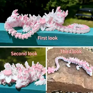 30cm 3D Printed Cherry Blossom Dragon Desktop Toy, Autism & Adhd Sensory Relief, Unique Home Decoration for All Ages, Cute Collectible Figurines, Decorative Figurines, Desktop Statue