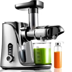 Juicer Machines,AMZCHEF Slow Masticating Juicer, Juicer with Two Speed Modes, Travel bottles(500ML),LED display, Easy to Clean Brush & Quiet Motor for Vegetables&Fruits