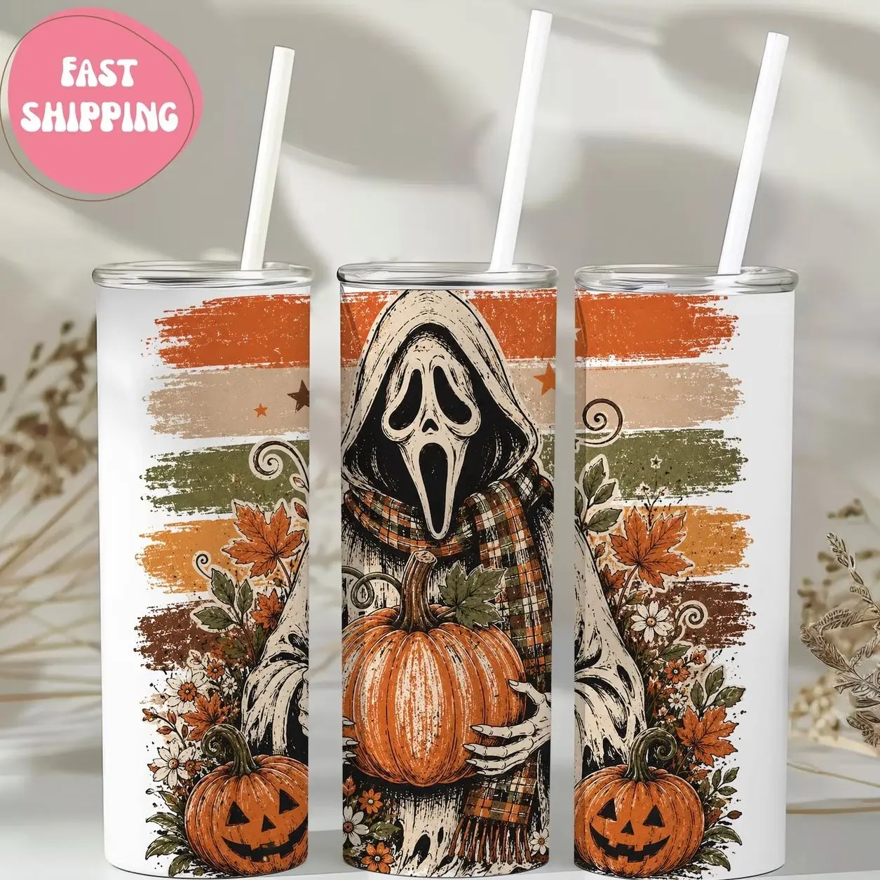 Personalized Halloween Horror Tumbler 40oz | Custom Name Insulated Travel Mug