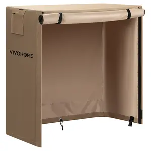 VIVOHOME Firewood Log Rack Cover, Heavy Duty 600D Oxford, Double Layer Outdoor Weather Resistant Fire Wood Storage Holder Cover with Zipper and Hook Loop Tape, Brown Waterproof