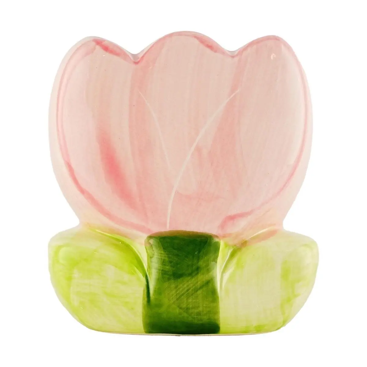 Golden Lion Ceramic Makeup Brush Holder Pink Tulip Desk Organizer 11.3cm x 6.9cm x 12.2cm