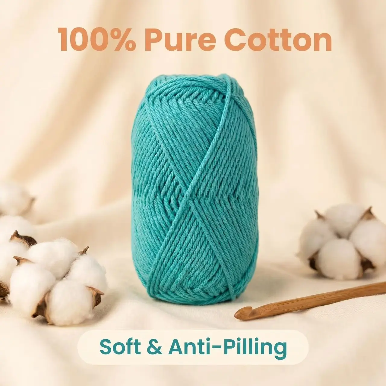100% Pure Cotton Crochet Yarn, 250g (10×25g) 410M, Natural Gentle Skin-Friendly Fiber, Smooth Durable Easy-Carry Easy-Store, for Beginners & Craft Lovers Crocheting, Precise Braiding, Jewelry Making DIY Handmade Crafts, Mini Crochet Yarn