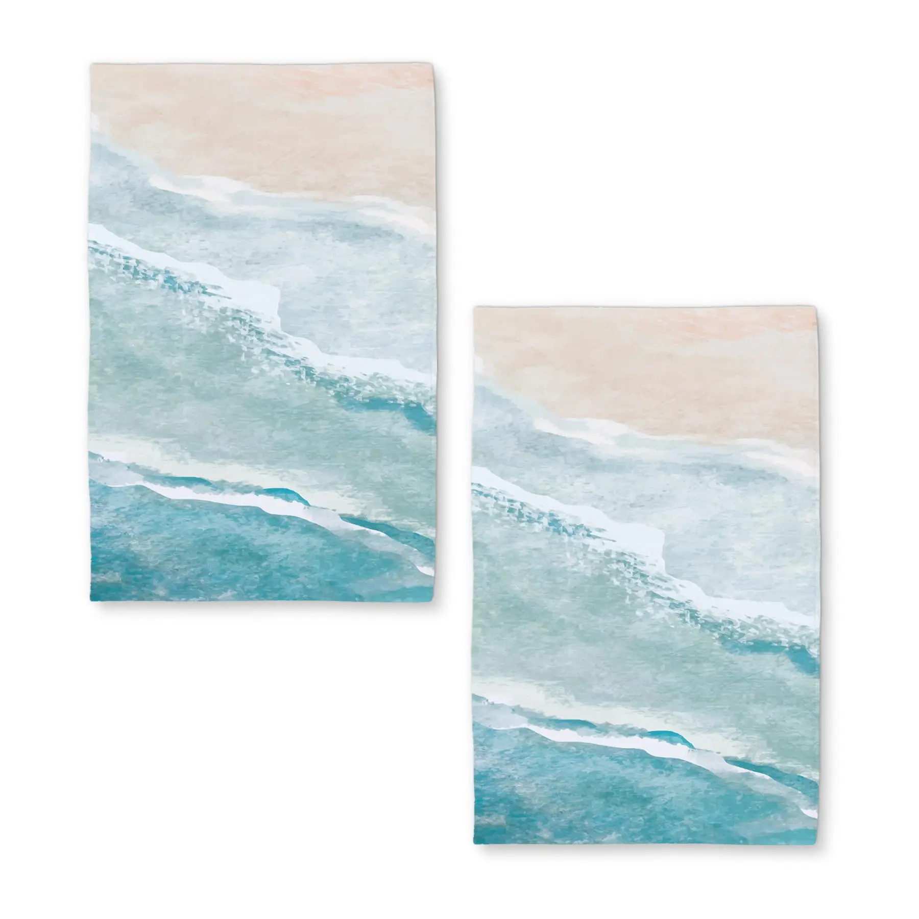 2-Piece Microfiber Dish tea Towels Set, 18x26in Plain Blue Teal Beach Look, Absorbent Quick Dry for Kitchen Use Drying & Wiping, Coastal Kitchen Linen Gift Idea