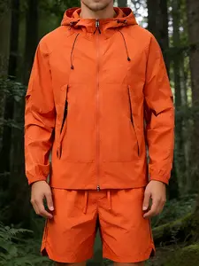 Multifunctional Outdoor Two-Piece Set Hooded Jacket + Quick-Dry Shorts, Fishing Beach Commuting Home Casual Sports Wear, Versatile Clothing