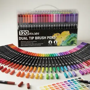 Dual Tip Art Marker Set Brush and Fine Pens High Pigment Shades for Anime Illustration Sketching and Design