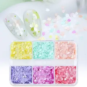 6 Grids Flower Flakes Charms #04 Pastel