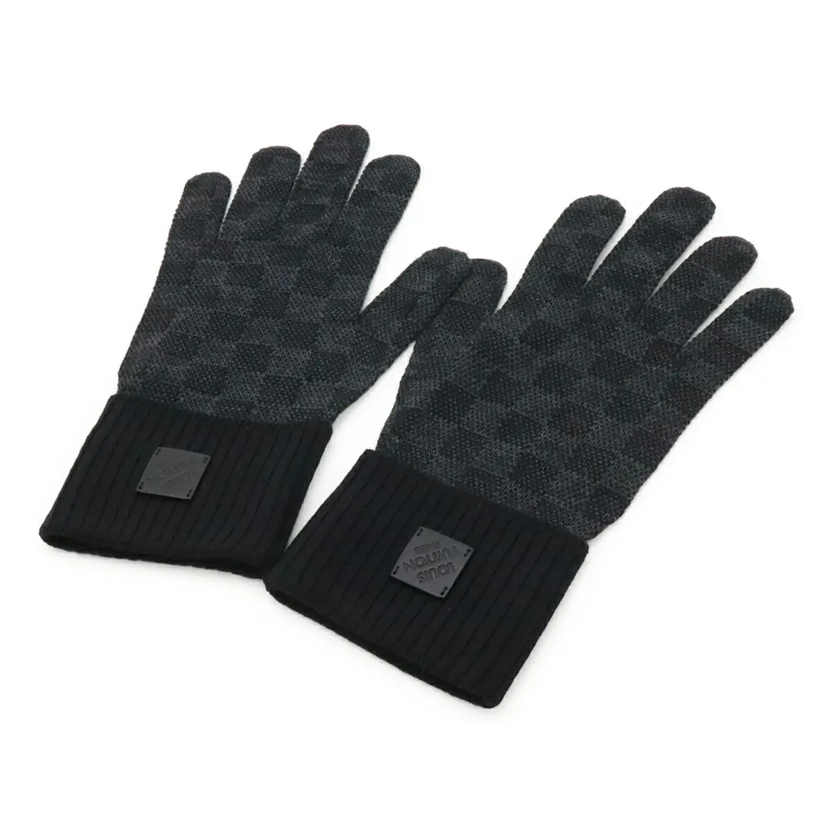 Pre-owned Louis Vuitton Wool Small Leather Goods Damier Graphite Leather Gloves