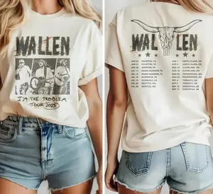 Wallen Country Music Two-sided Shirt Casual Streetwear Styles Summer Trendy Fan Gift