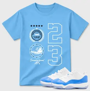 Blue White Low Top Match Shirt, University Blue 11 Inspired Sneaker Outfit Tee, Casual Graphic Streetwear T-Shirt, Everyday Cotton Unisex Tee