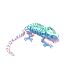 Articulated Chameleon Skeleton Fidget Toy - Pastel Gradient 3D-Printed Desk Buddy for Stress Relief & Desk Decor