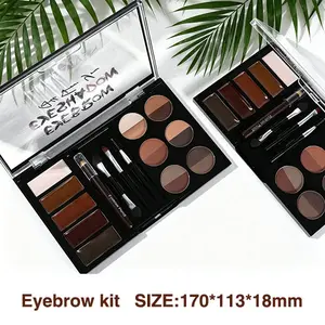 Complete Multi-use Brow Makeup Palette with Dual-tone Eyebrow Powder Cream Brow Pomade & Professional Brow Brushes for Natural Defined Eyebrow Look Daily Makeup