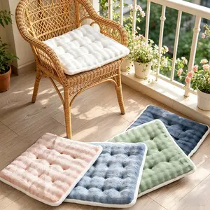 Modern Minimalist Cream Color Plush Honeycomb Chair Pad, Non-Slip, Breathable, Suitable for Dining Chairs, Wicker Chairs, Tatami, All Seasons