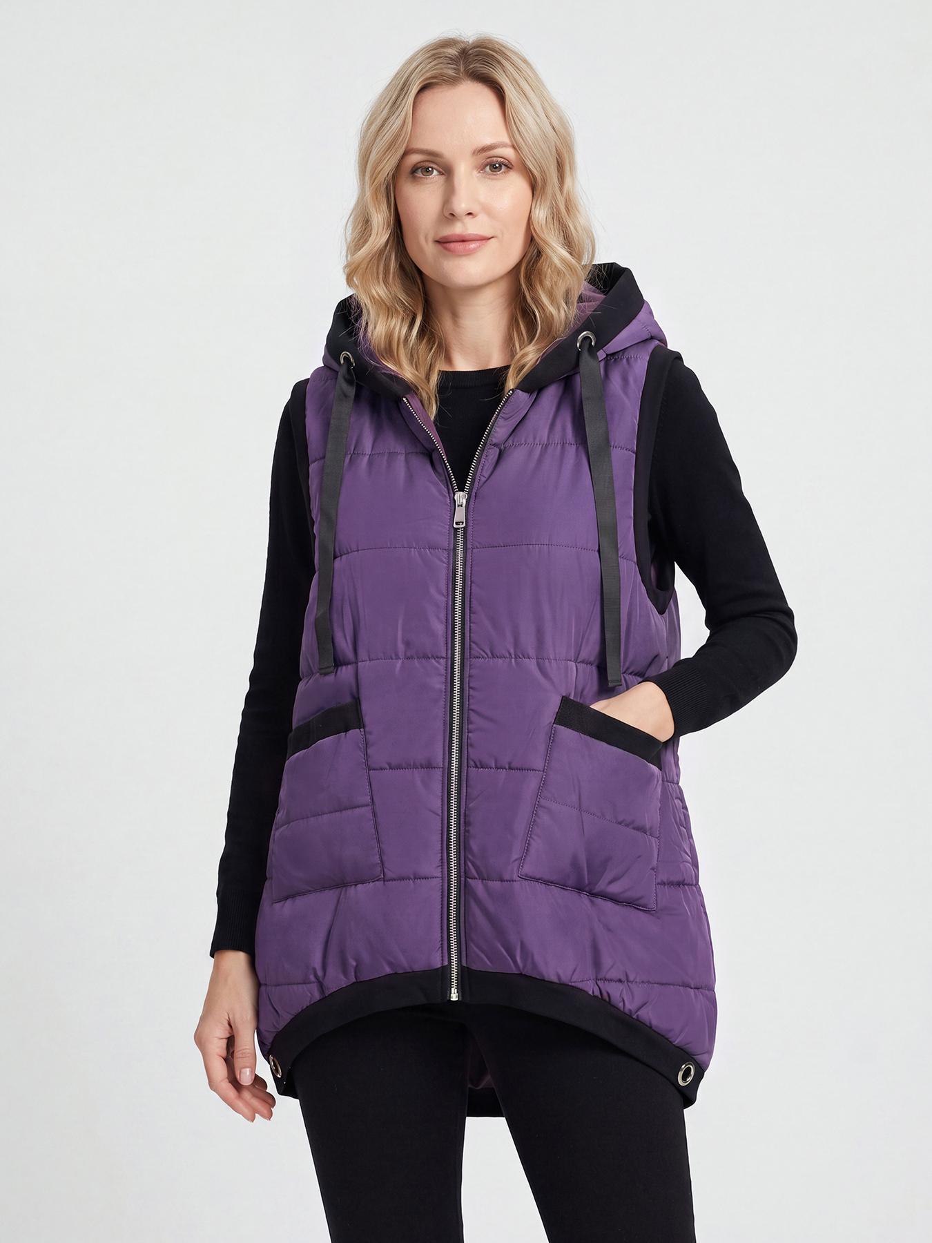 Aswulk Women Hooded Quilted Padded Vest, Thick Zip Up Sleeveless Jacket With Big Pockets, Front Short Back Long Casual Layering Gilet