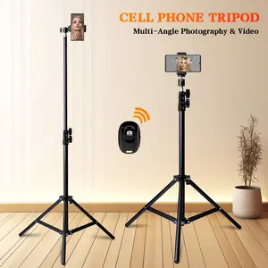 63 Inch Extendable Photography Tripod, Portable Tripod with 1/4 Screw, 1.6M Detachable Phone Tripod for Cell Phone Photography, Video Recording, Live Streaming aluminum travel tripod#Mother's Day Gifts