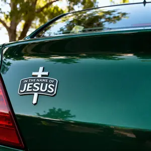 IN THE NAME OF JESUS Car Sticker 2pcs Religious Design for Personal Vehicle Decoration 10cm x 10cm Protection Message Spiritual Message