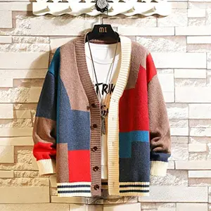 Vintage Knit Cardigan Jacket — Seam Color, Unisex Casual Sweater Cardigan, Loose Fit, High-Quality Wool Knit GARMENTARY