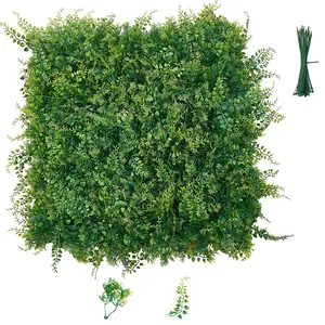 VEVOR Artificial Plant Wall, 12PCS 20 x 20 in Artificial Boxwood Panels, Sun Protection Greenery Backdrop Privacy Hedge Fence, Fake Grass Screen for Wedding, Indoor, Outdoor Garden, Backyard