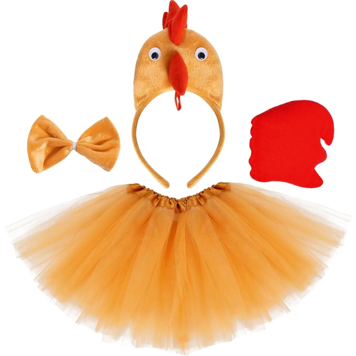 X-CPA01   Chicken 3D Animal Costume 3D Chick Headband Bowtie Tail Tutu Set for Halloween Christmas Cosplay Party