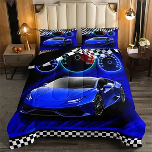 Feelyou Cool Car Motif Bedding Set - Ultra Soft Microfiber Comforter, Duvet & Quilt Set for Extreme Speed Sports, Decorative Racing Themed Linens, Decorative Bedding Set