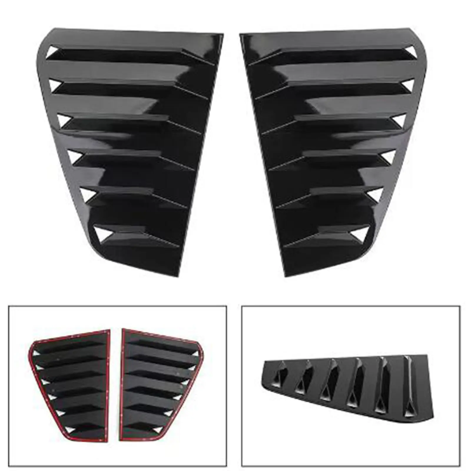 2pcs for V-W Volk/swagen Golf7 MK7 7.5 GTI R 2013-2019 Accessories Sporty Car Auto Exterior Rear Side Window Louvers Air Vent Scoop Shades Cover Trim Blinds -Glossy Black