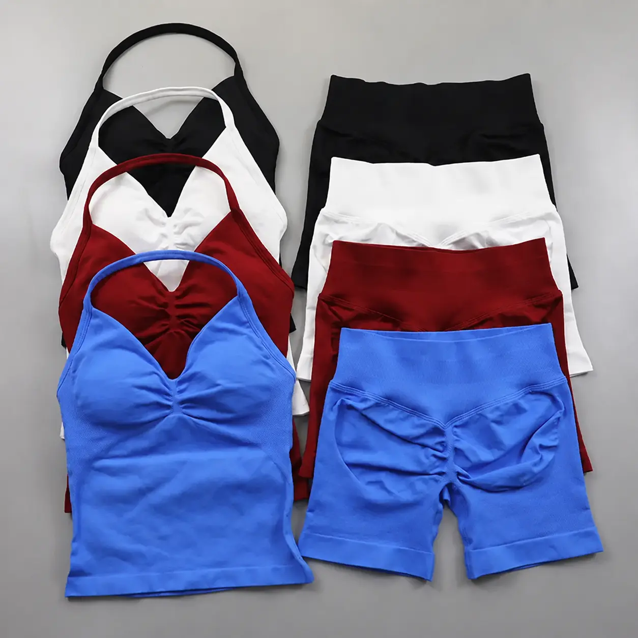 Women’s Seamless Workout Set, Padded Halter Tank Top & Scrunch Butt Lifting Gym Shorts for Yoga, Running, Summer Fitness & Casual Wear