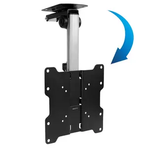 Mount-It! Flip Down Ceiling TV Mount for Under Cabinets Height Adjustable, Swivels, Foldable,  for 17”–27” TVs, VESA 75x75–200x200, Tilt & Swivel