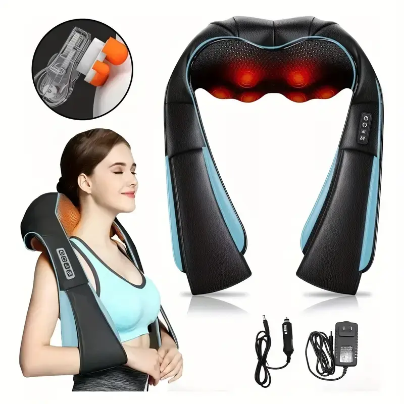 Heated Acupressure Neck Shoulder Relaxer Massager - Deep Kneading for Back, Waist, Legs, Muscles, Ideal Household Appliance Gift for Adults