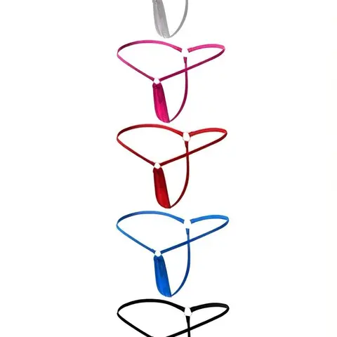 Y-Back Vinyl G-String Bikini - Low-Rise Thong Bikini with O-Ring, Thin Waistband, Cotton No-Show Teardrop Panties for Everyday Wear, Minimal Coverage Y-Back Intimates