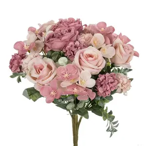Realistic Fake Peony Bouquet, UV Resistant Plastic Material, Perfect for Weddings & Home Decor, Ideal Spring Summer Decoration, Flower