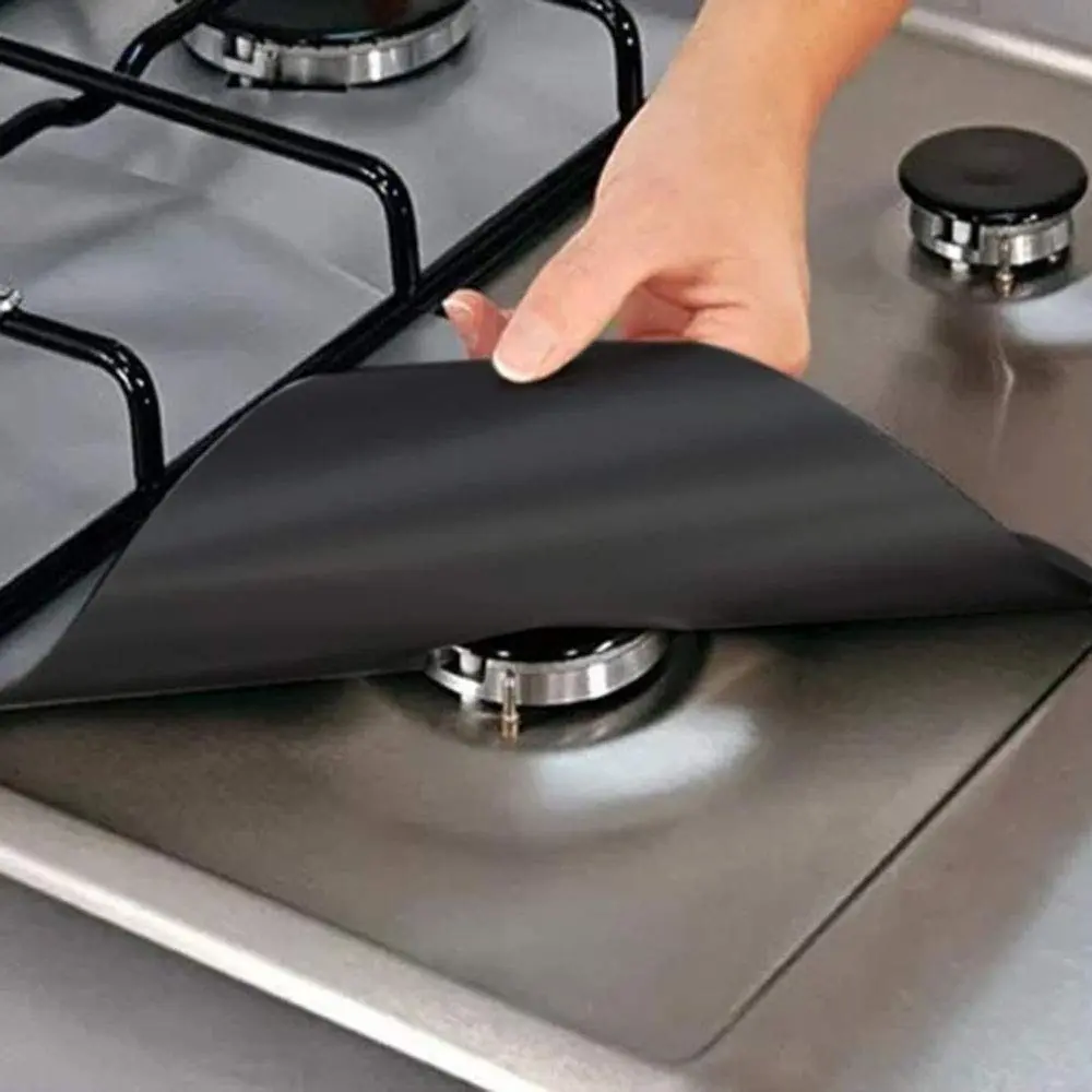 Gas Stove Protector (4 Counts/set), Non-Stick & Easy to Clean Gas Stove Mats, High Temperature Resistant Stove Pads, Stove Plate Protector, Household Kitchen Accessories