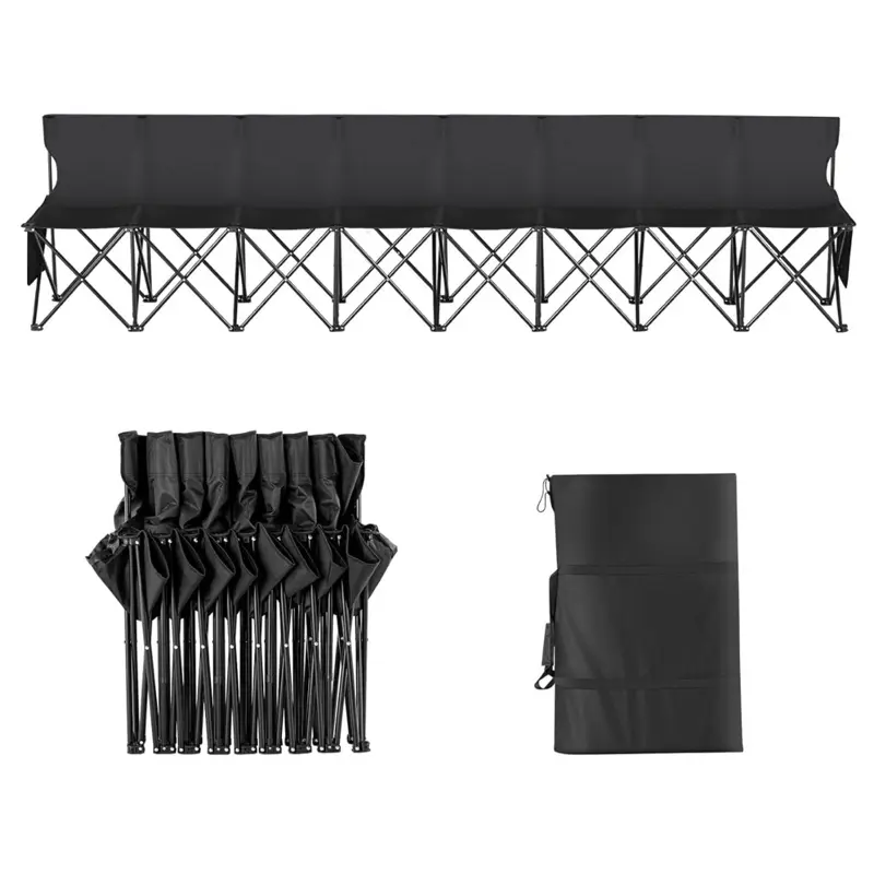 Portable Folding Bench, 6 Seats Foldable Sideline Bench, Outdoor Camping Bench Chair with Carry Bag & Backrest, Team Sport Sideline Bench for Football Fishing, 6 Seats, 8seats